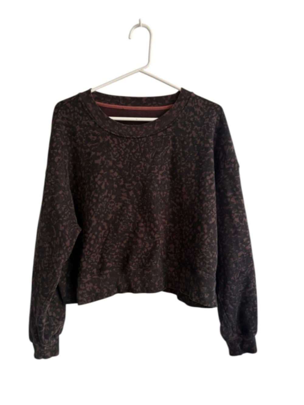 Lululemon Perfectly Oversized Crop Crew in Wild Thing Camo Brown Earth Multi